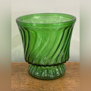 Green Swirl Glass Vase Emerald Green Depression Glass Planters Vase Bowls Pot